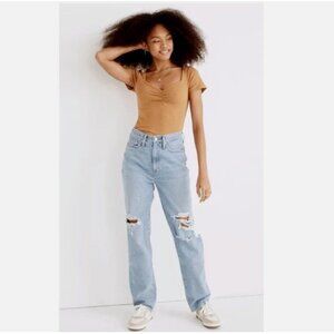Madewell Baggy Straight Jeans in Earlhurst Wash: Ripped Edition Size 27